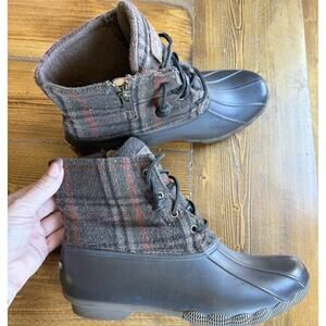 SPERRY Saltwater Wool Plaid Duck Winter Boots Waterproof Snow STS87717